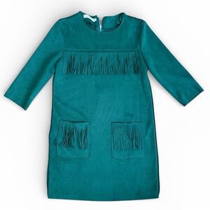 Green Suede Fringe Dress